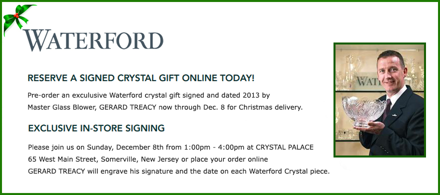 WATERFORD CRYSTAL SIGNING EVENT 2013 AT CRYSTAL PALACE GERARD TREACY