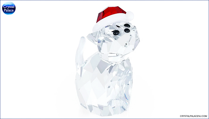 Swarovski Cat with Santa's Hat