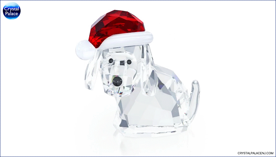 Swarovski Dog with Santa's Hat