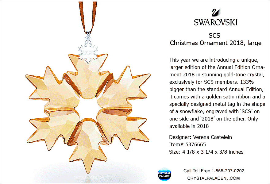 5376665 Swarovski SCS 2018 Christmas Ornament, Large