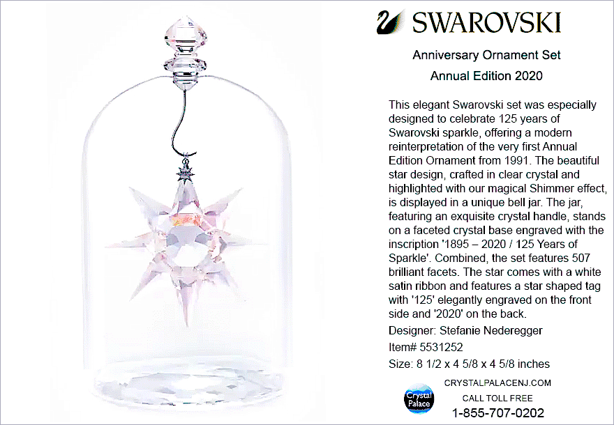 5531252 Swarovski Anniversary Ornament Set, Annual Edition 2020